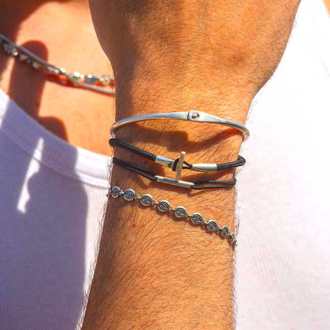 3m Sailing Cord Bracelet With Sterling Silver Toggle (Tangerine)-Bracelet-Kompsós