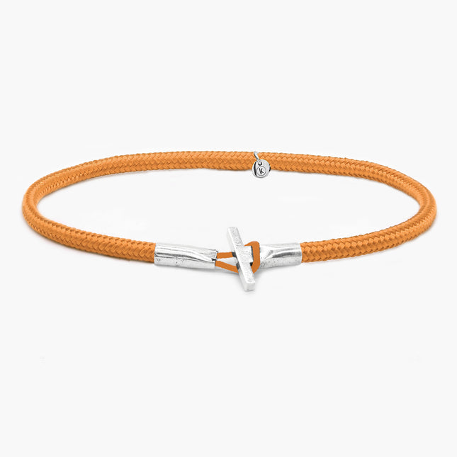 3m Sailing Cord Bracelet With Sterling Silver Toggle (Tangerine)-Bracelet-Kompsós