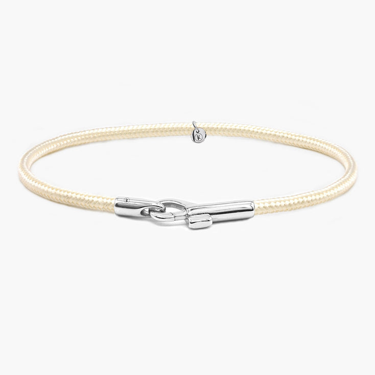 3m Sailing Cord With Silver Clasp (Beige)-Bracelet-Kompsós