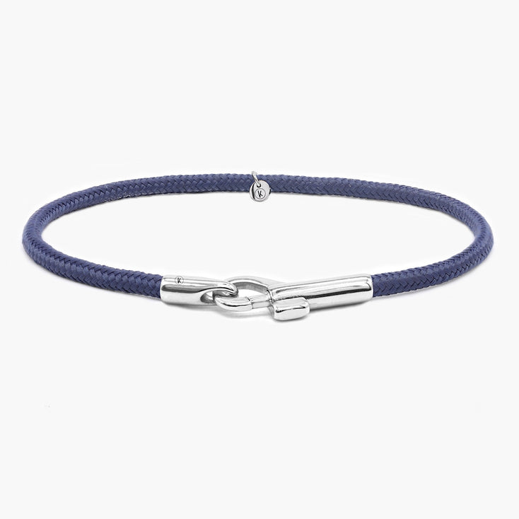 3m Sailing Cord With Silver Clasp (Navy)-Bracelet-Kompsós