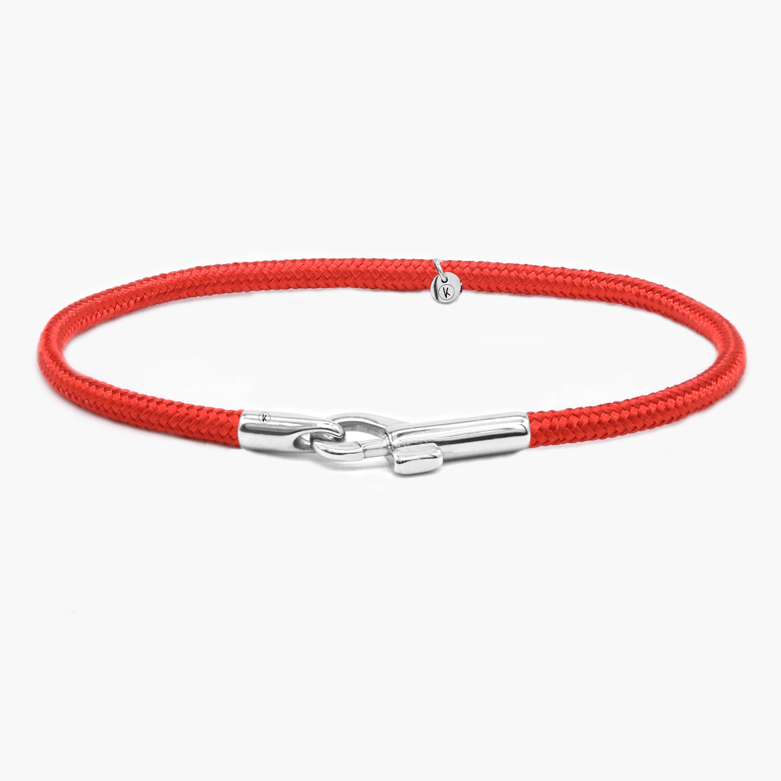 3m Sailing Cord With Silver Clasp (Red)-Bracelet-Kompsós