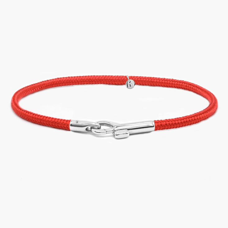 3m Sailing Cord With Silver Clasp (Red)-Bracelet-Kompsós