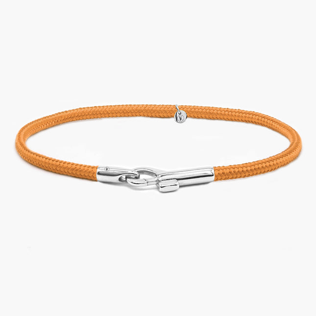 3m Sailing Cord With Silver Clasp (Tangerine)-Bracelet-Kompsós