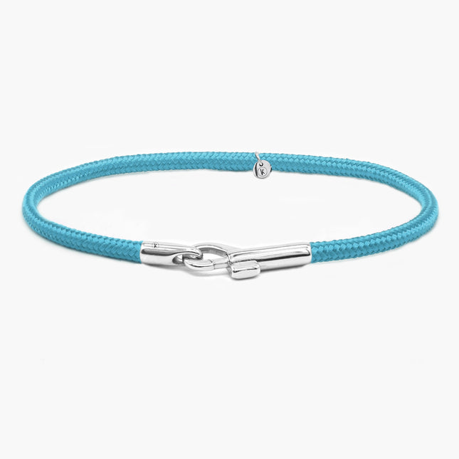 3m Sailing Cord With Silver Clasp (Turquoise)-Bracelet-Kompsós