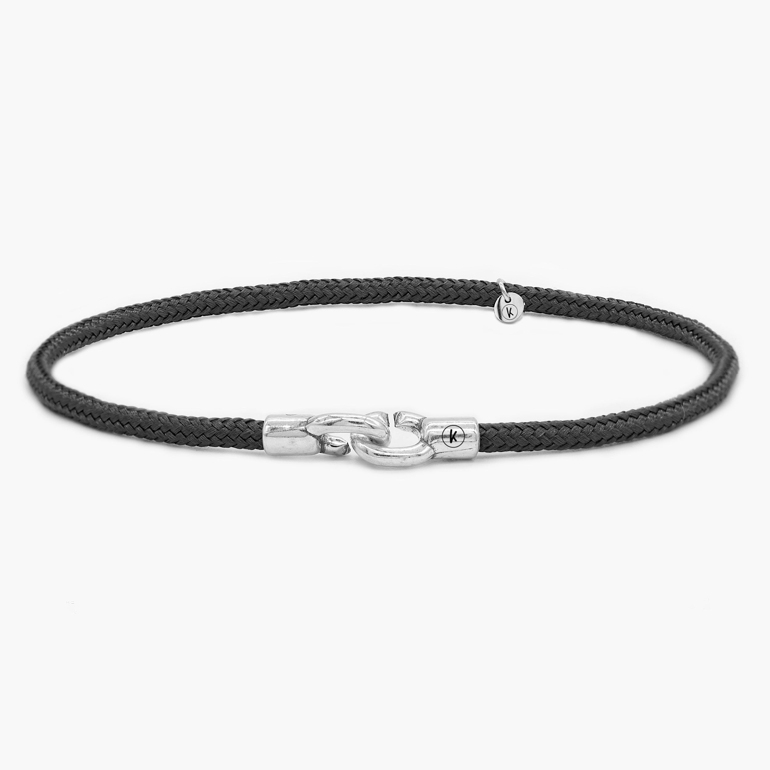 3m Sailing Cord With Sterling Silver Lock (Black)-Bracelet-Kompsós