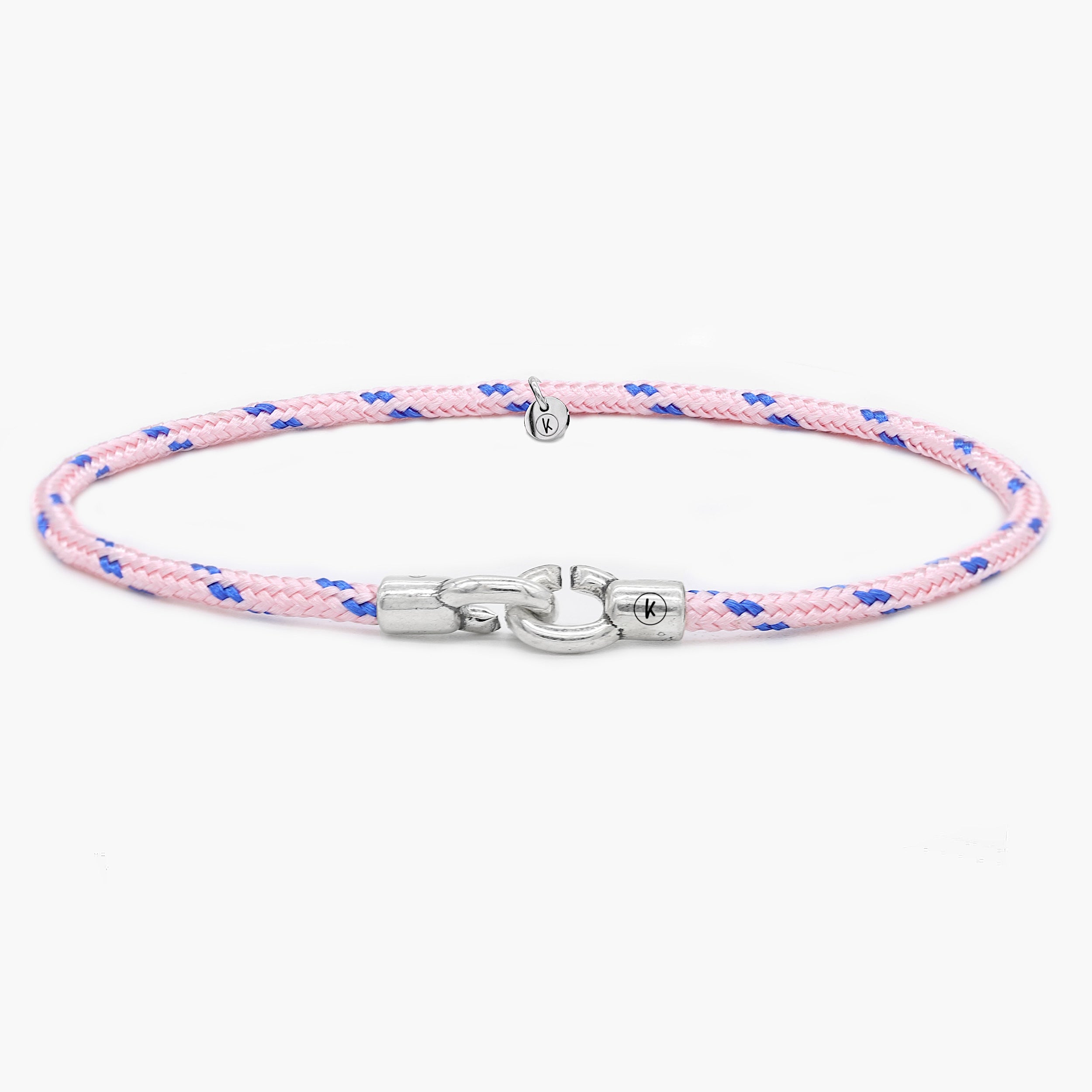 3m Sailing Cord With Sterling Silver Lock (Light Pink/Blue)-Bracelet-Kompsós