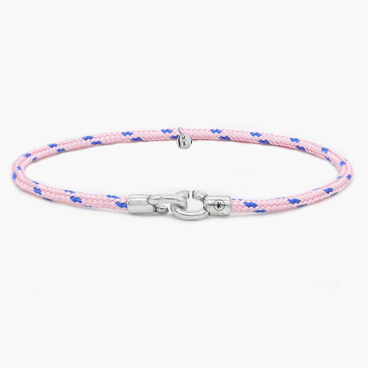 3m Sailing Cord With Sterling Silver Lock (Light Pink/Blue)-Bracelet-Kompsós