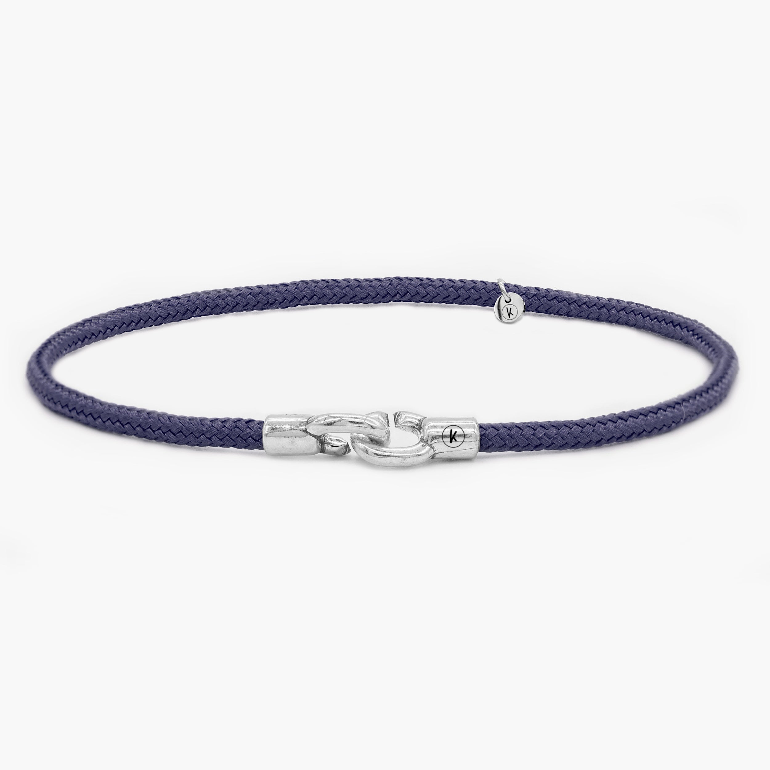 3m Sailing Cord With Sterling Silver Lock (Night Blue)-Bracelet-Kompsós