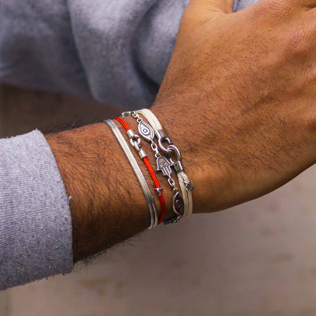 3m Sailing Cord With Sterling Silver Lock (Orange)-Bracelet-Kompsós