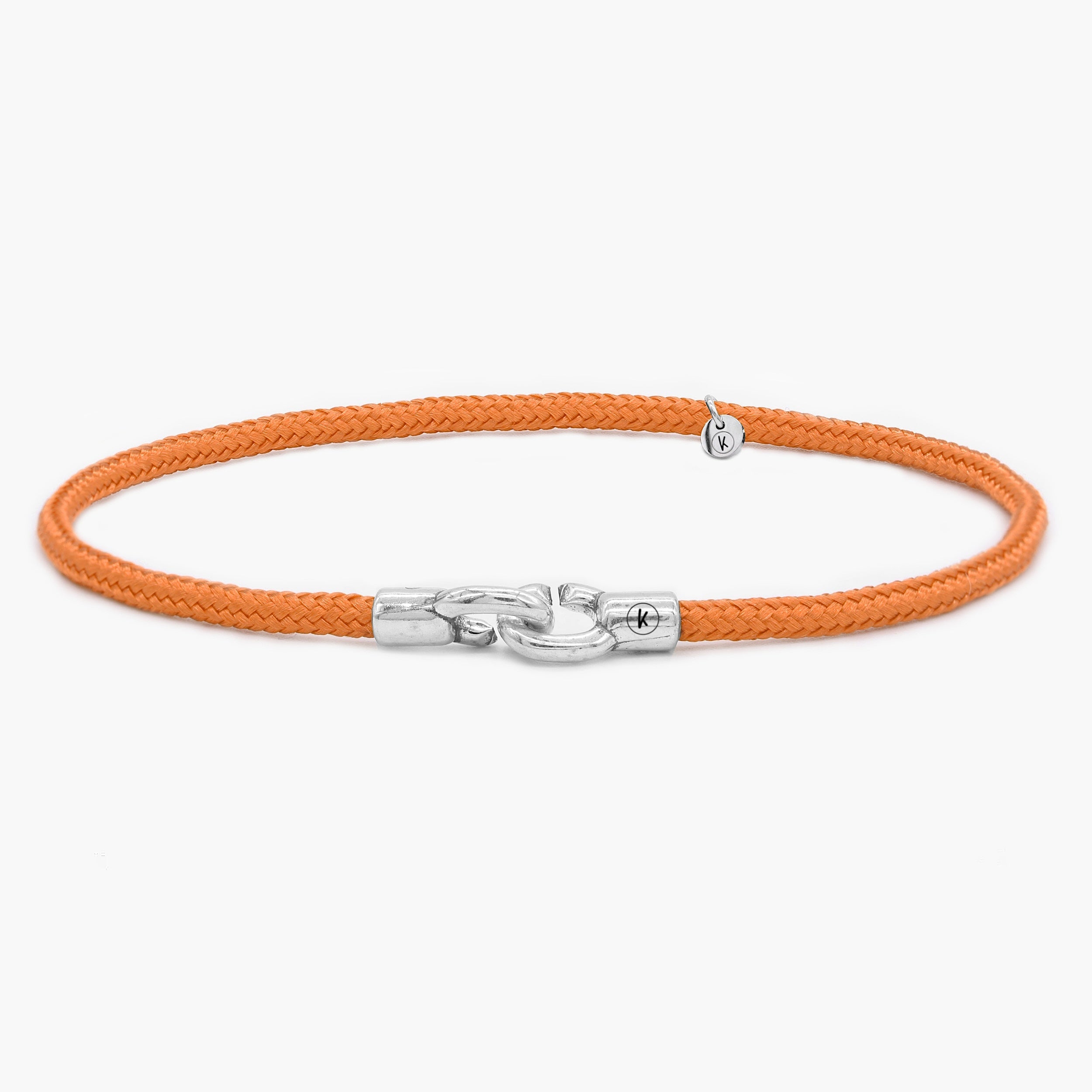 3m Sailing Cord With Sterling Silver Lock (Orange)-Bracelet-Kompsós