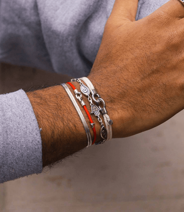 3m Sailing Cord With Sterling Silver Lock (Red)-Bracelet-Kompsós