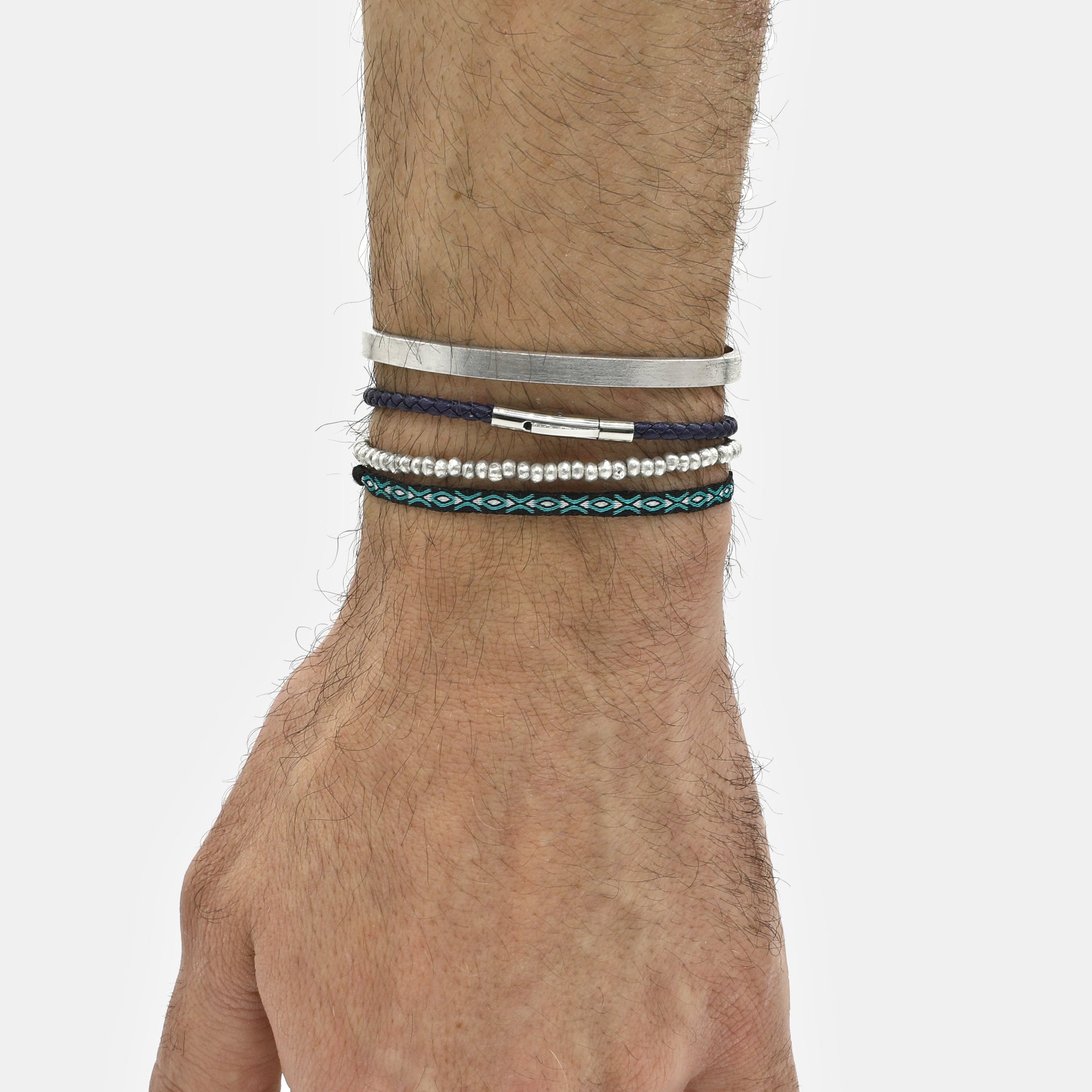 3mm Aged Sterling Silver Beads Bracelet-Bracelet-Kompsós