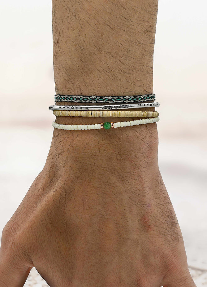 3mm Natural Sea Shell Beads Bracelet-Bracelet-Kompsós