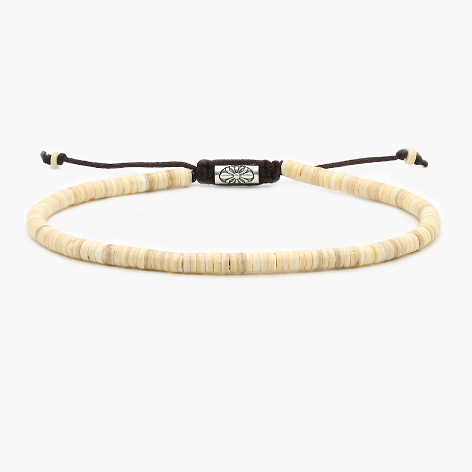 3mm Natural Sea Shell Beads Bracelet-Bracelet-Kompsós