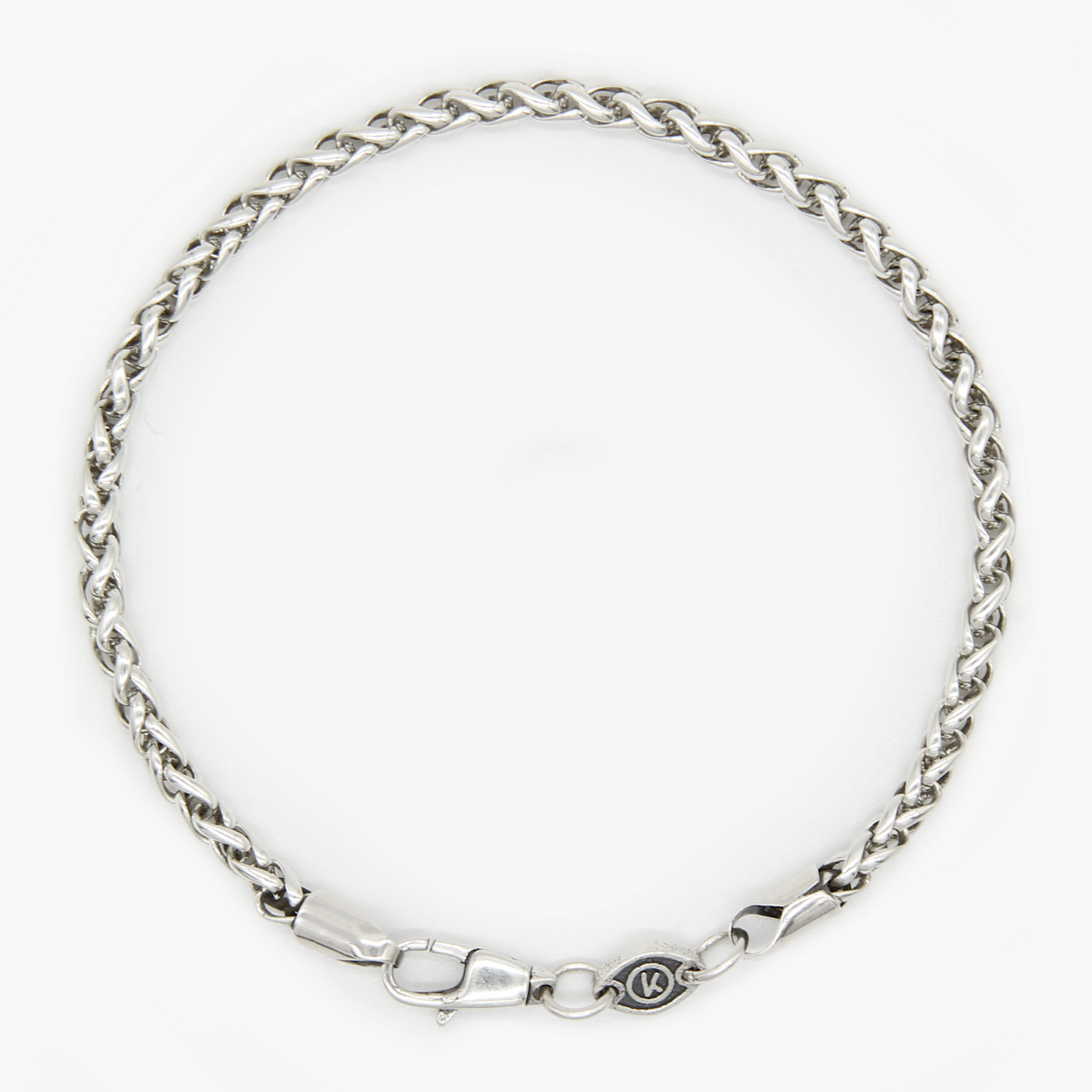 3mm Sterling Silver Braided Chain Bracelet-Jewelry-Kompsós