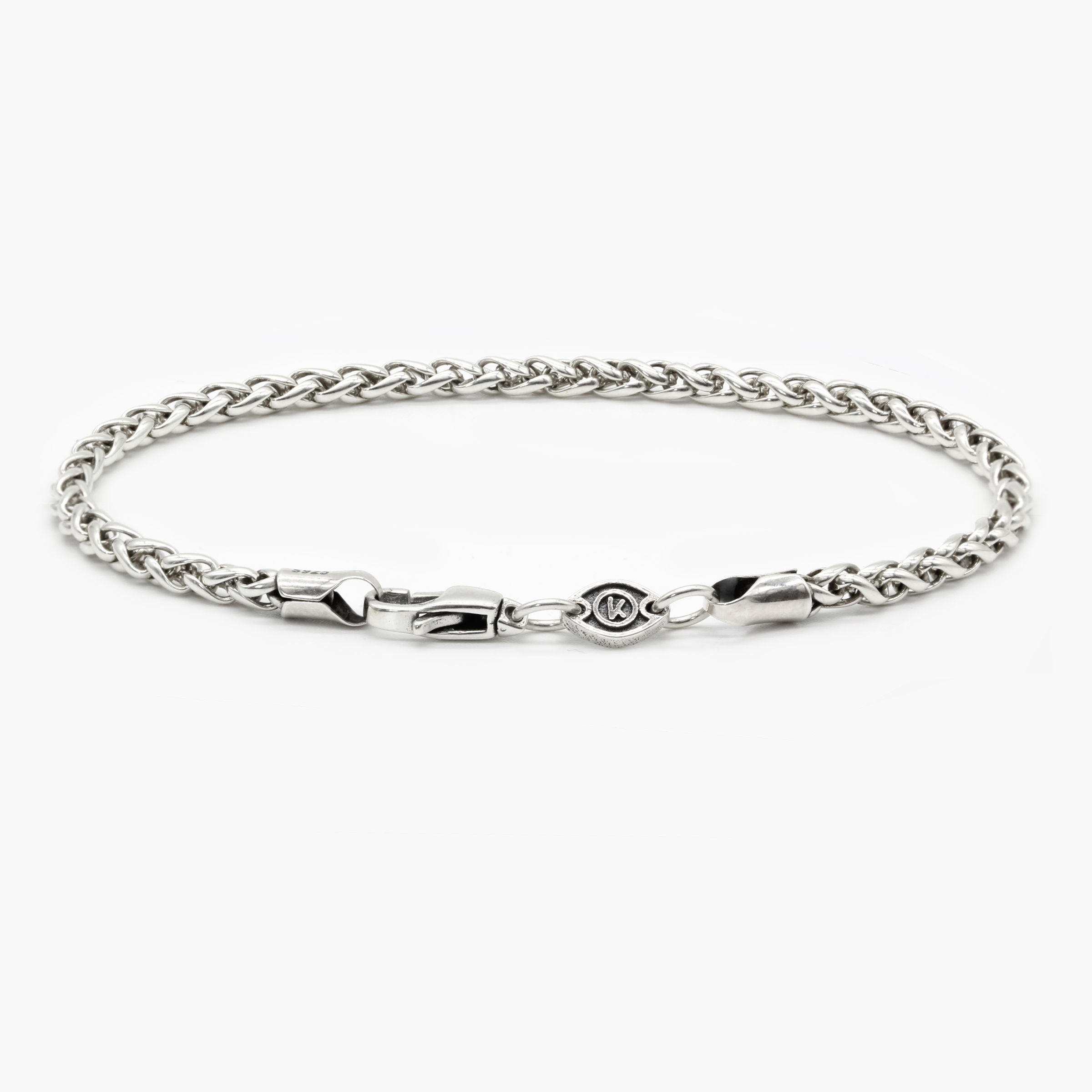 3mm Sterling Silver Braided Chain Bracelet-Jewelry-Kompsós