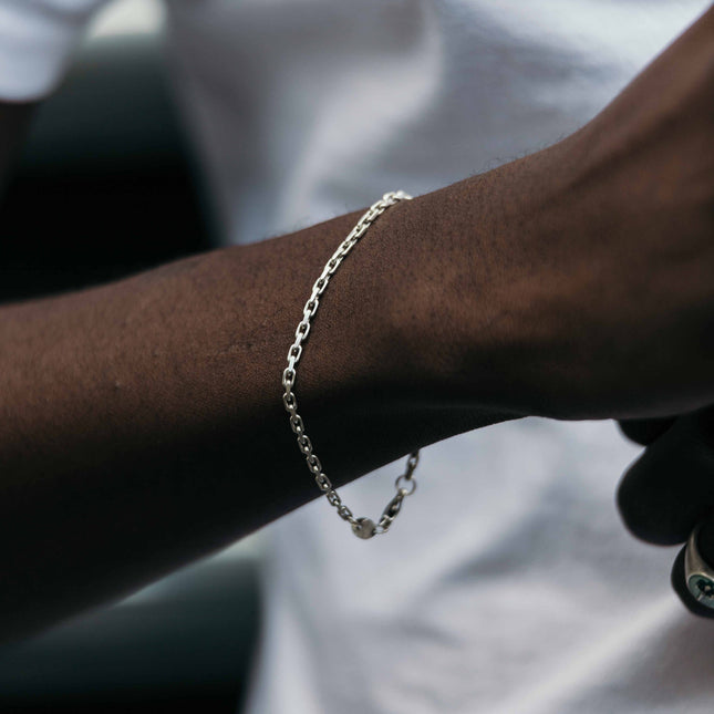 3mm Sterling Silver "Capri" Chain Bracelet-Jewelry-Kompsós