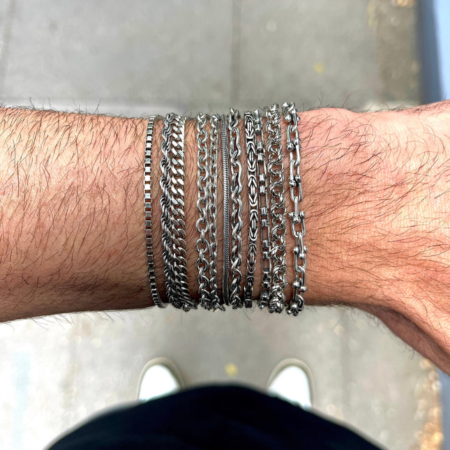 3mm Sterling Silver "Capri" Chain Bracelet-Jewelry-Kompsós