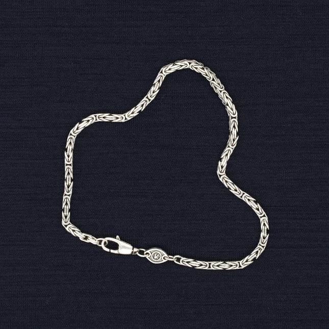 3mm Sterling Silver "Inka" Chain Bracelet-Jewelry-Kompsós