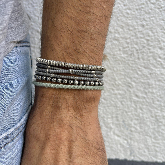 3mm Triple Wrap "Kamasan" Braided Bracelet (Grey)-Kompsós