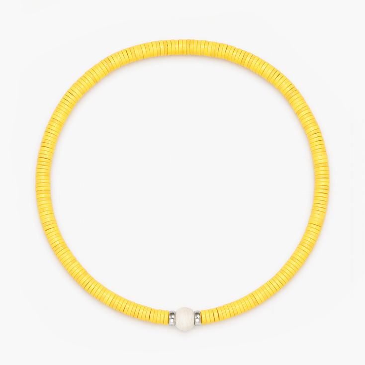 3mm Vinyl Beads Bracelet (Pastel Yellow)-Bracelet-Kompsós