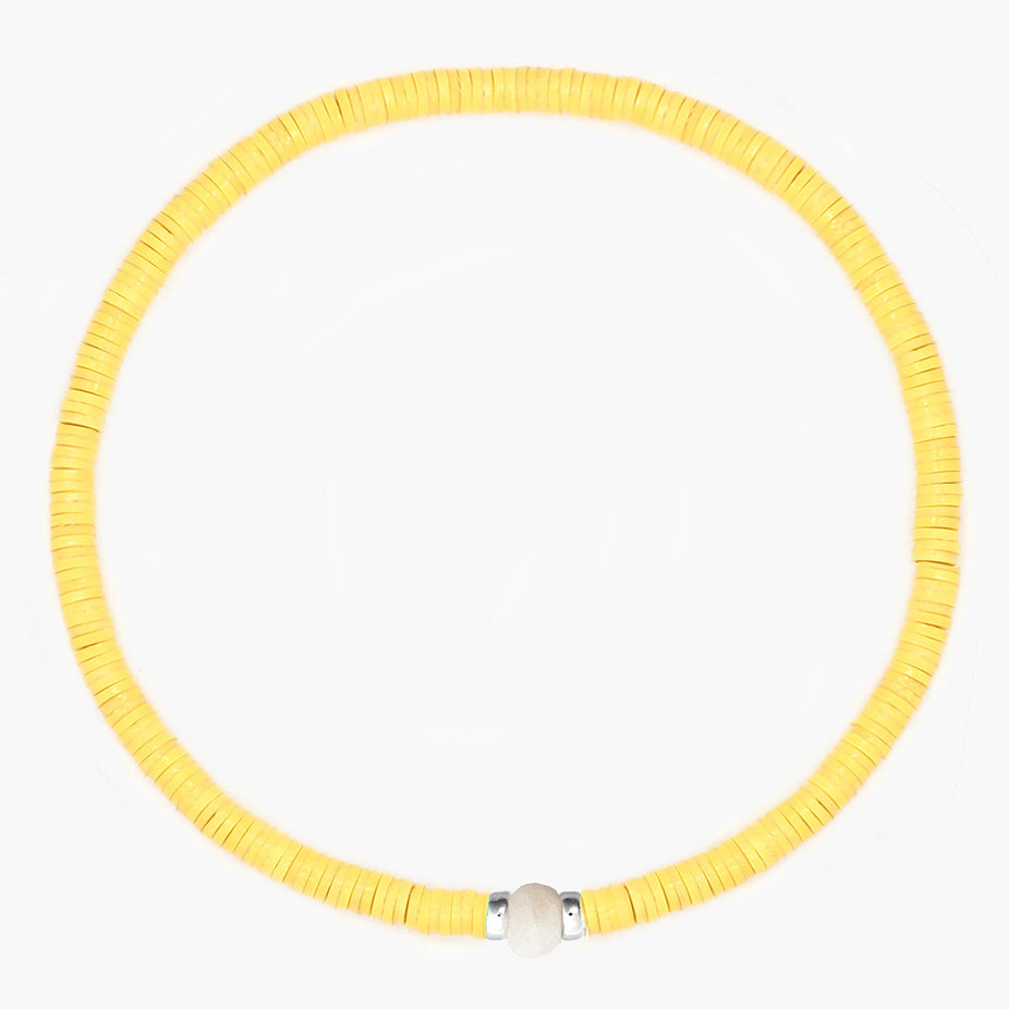 3mm Vinyl Beads Bracelet (Pastel Yellow)-Kompsós