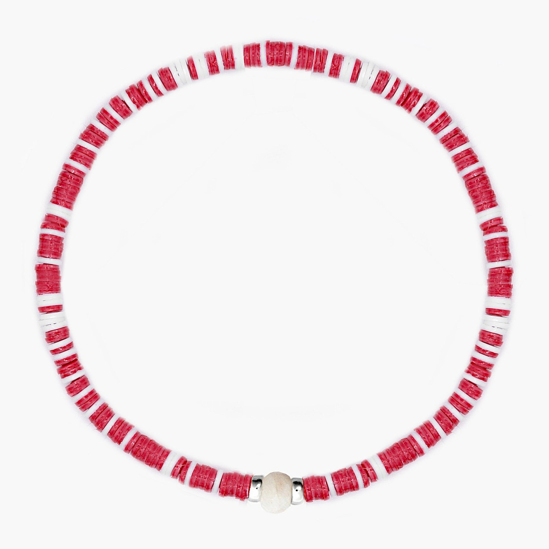 3mm Vinyl Beads Bracelet (Red/White)-Kompsós