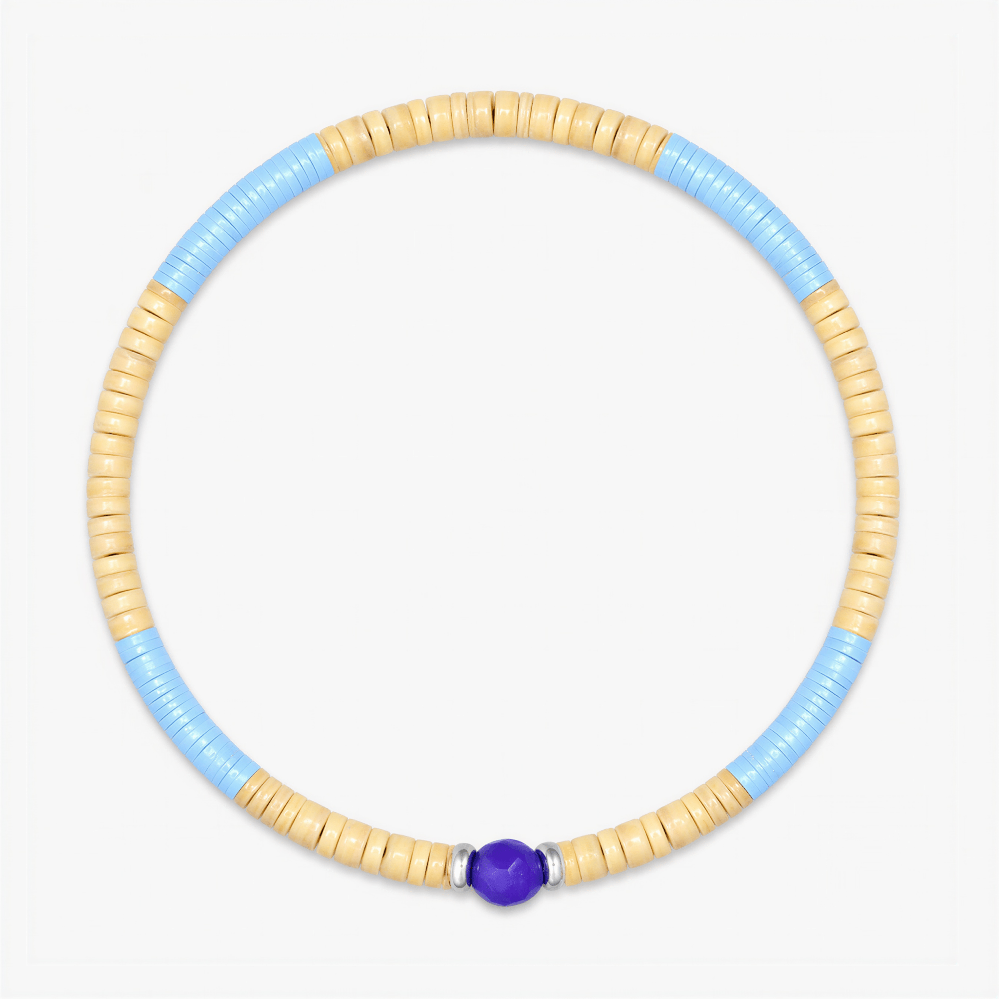 3mm Vinyl Beads Bracelet (Shell/Blue)-Bracelet-Kompsós