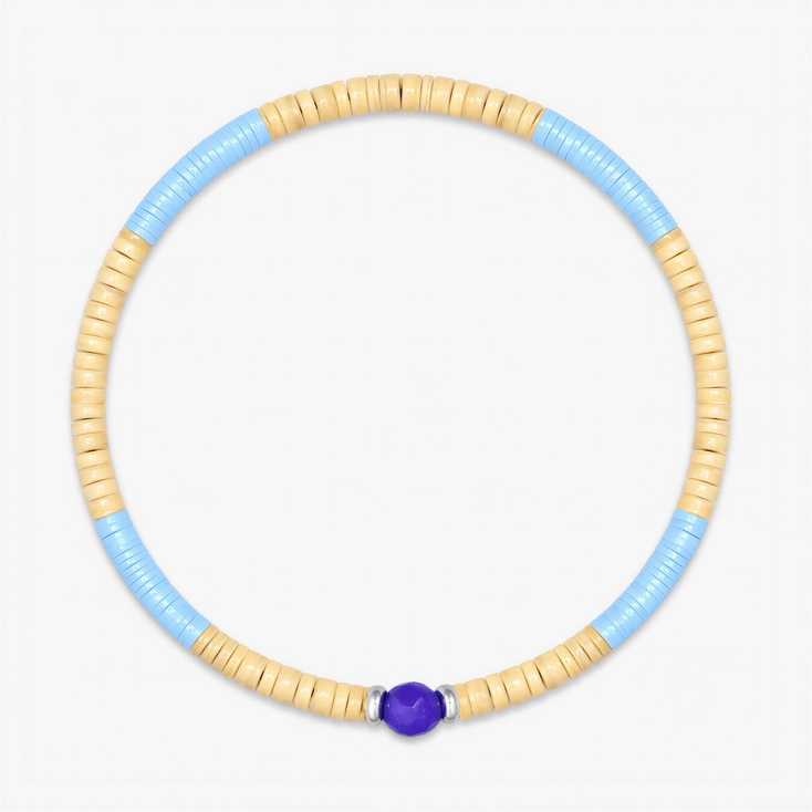 3mm Vinyl Beads Bracelet (Shell/Blue)-Bracelet-Kompsós