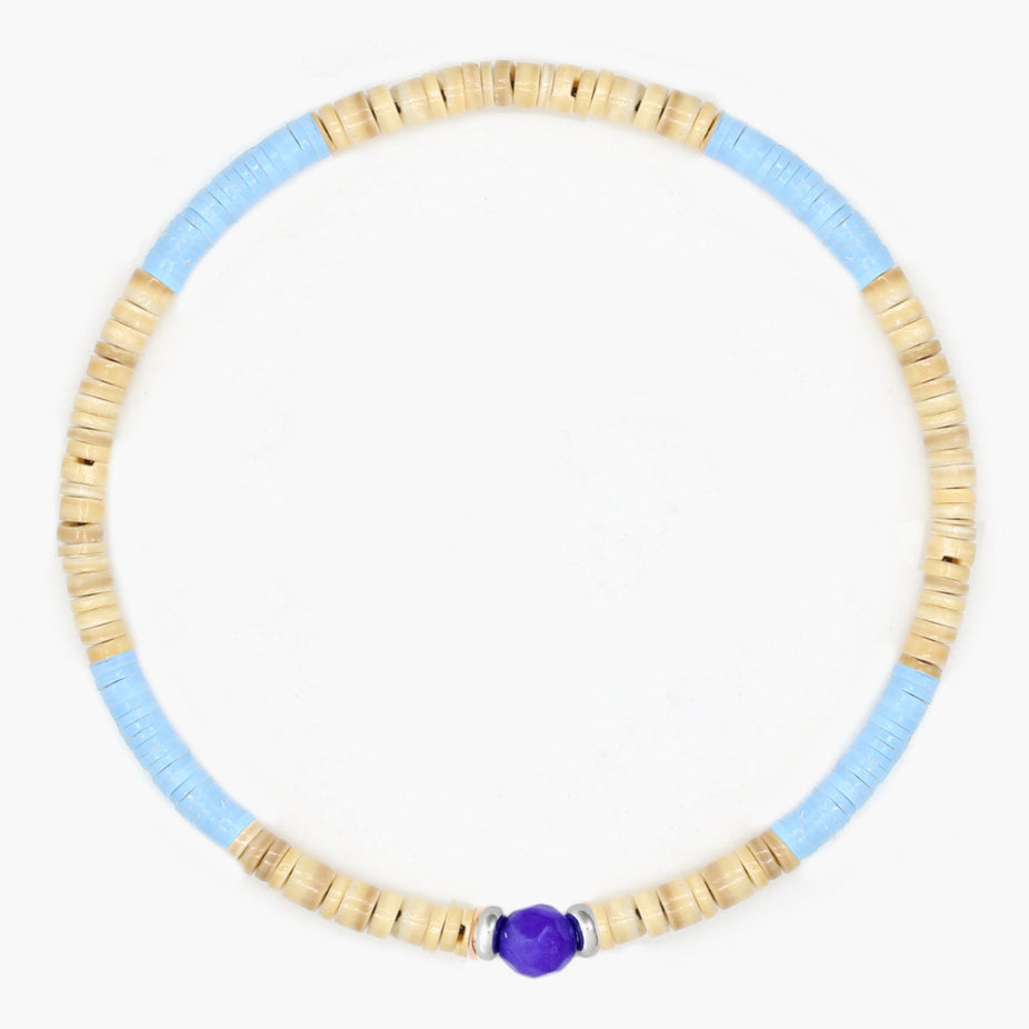 3mm Vinyl Beads Bracelet (Shell/Blue)-Kompsós