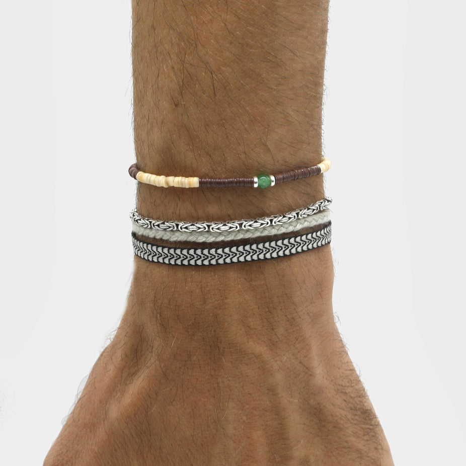 3mm Vinyl Beads Bracelet (Shell/Brown)-Kompsós