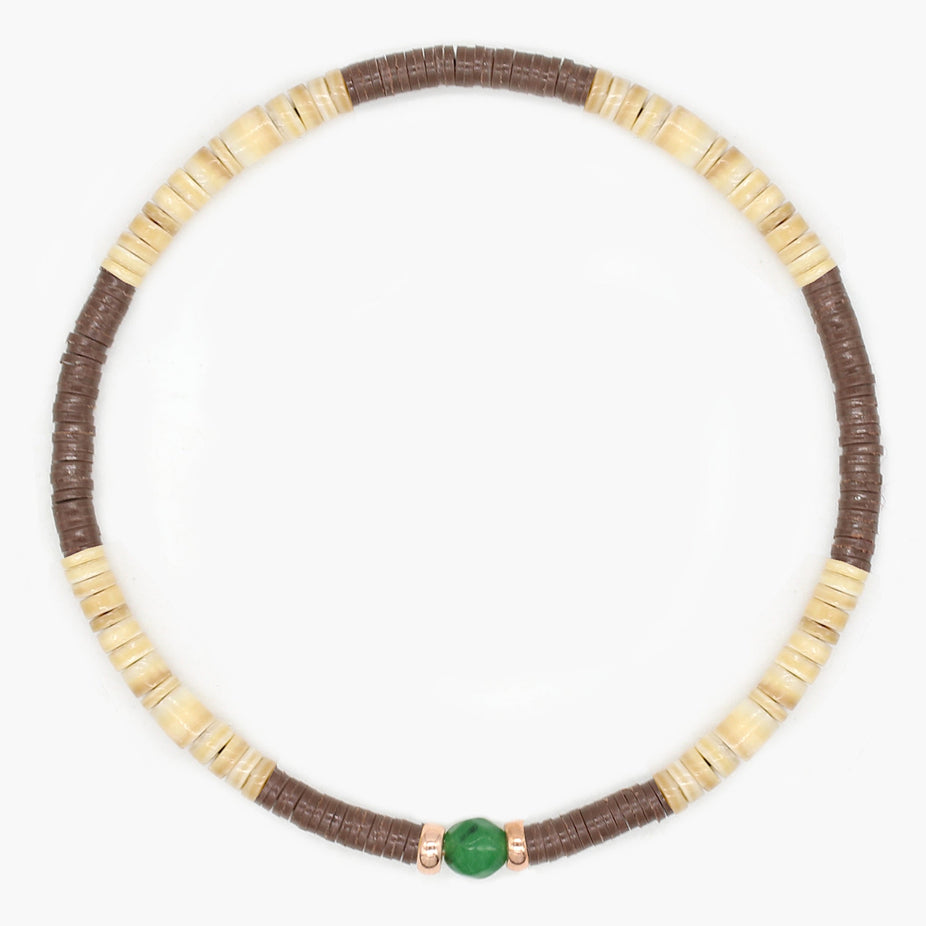 3mm Vinyl Beads Bracelet (Shell/Brown)-Kompsós
