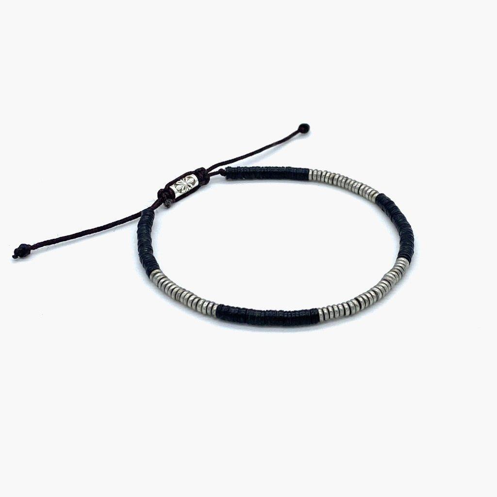 3mm Vinyl Bracelet (Black/Silver)-Kompsós