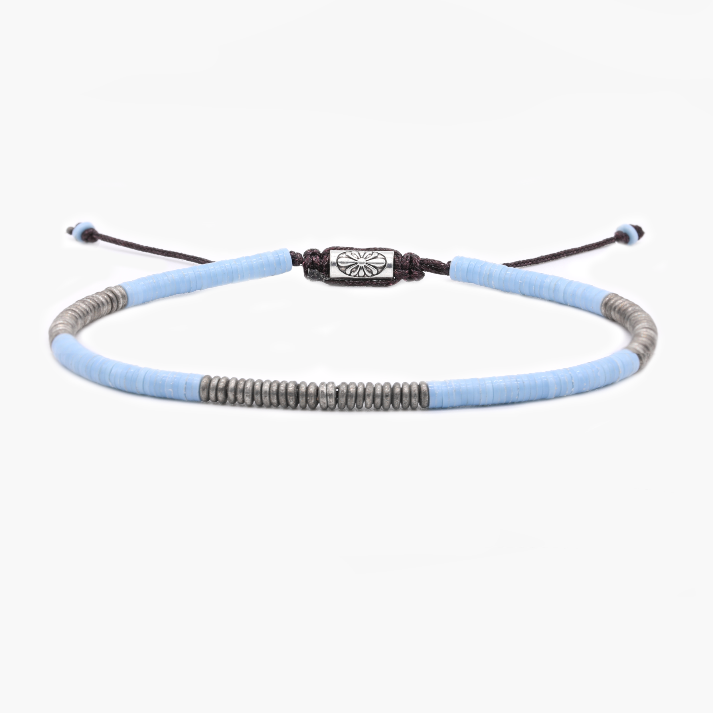 3mm Vinyl Bracelet (Santorini Blue/Silver)-Kompsós