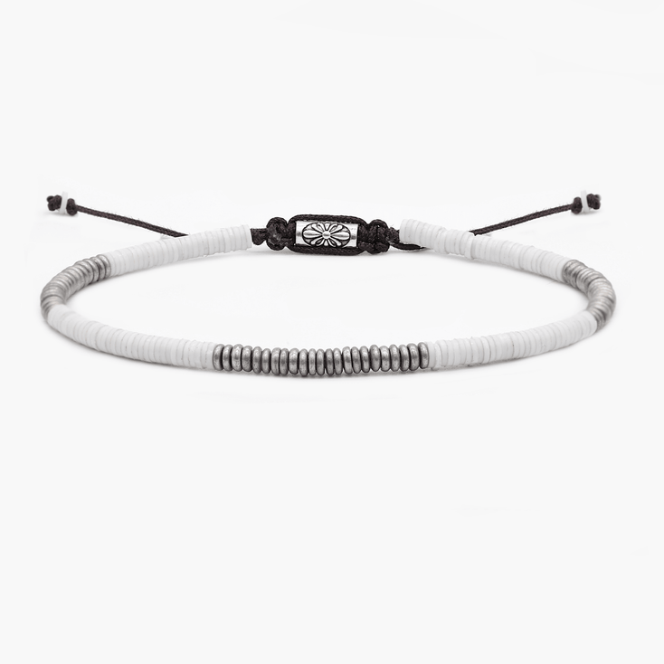 3mm Vinyl Bracelet (White/Silver)-Bracelet-Kompsós