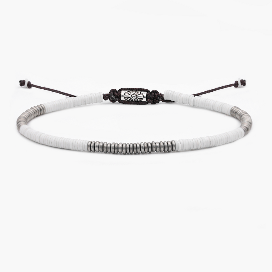 3mm Vinyl Bracelet (White/Silver)-Kompsós