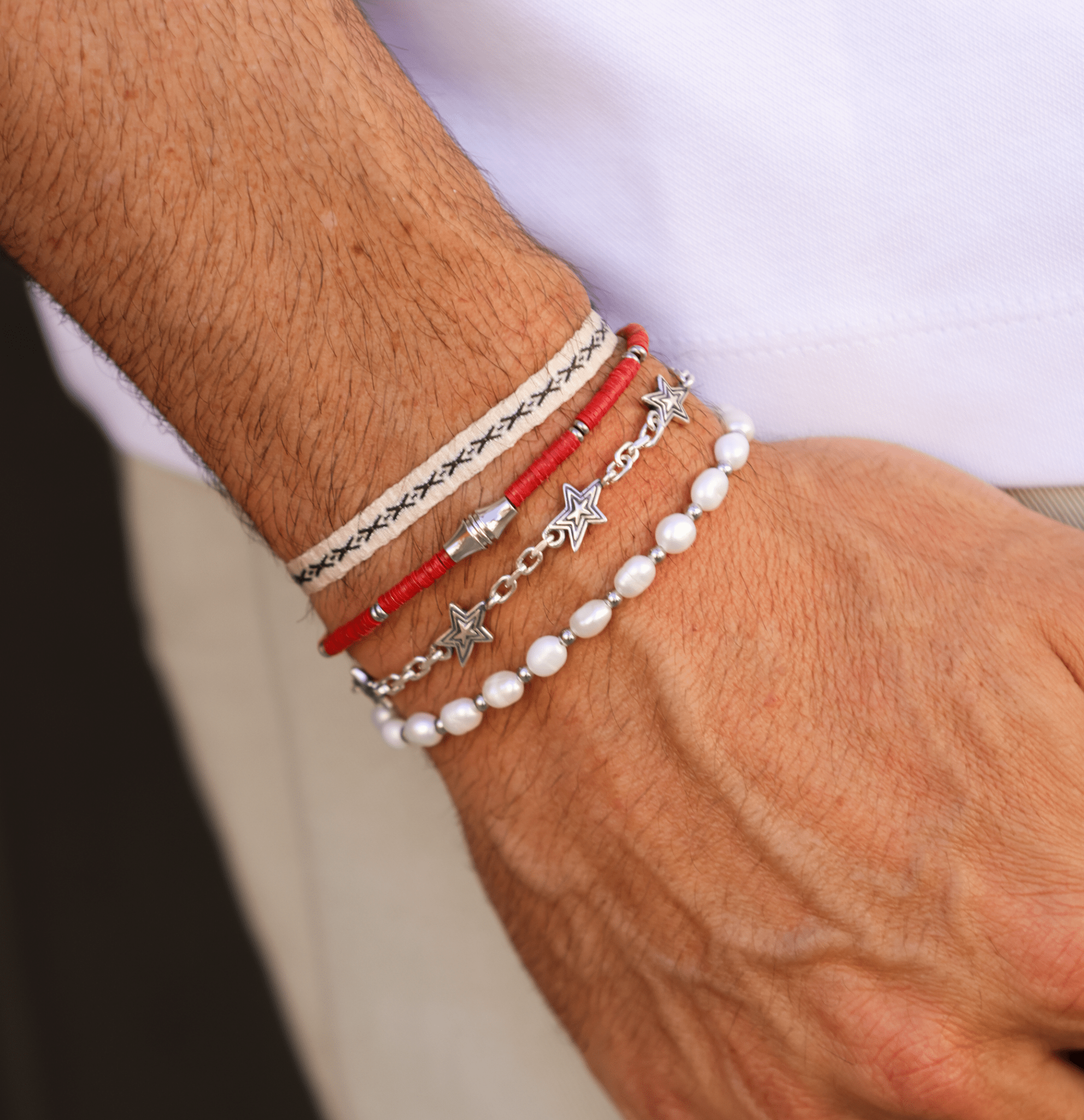 3mm Vinyl Bracelet With Silver Charm (Black)-Bracelet-Kompsós