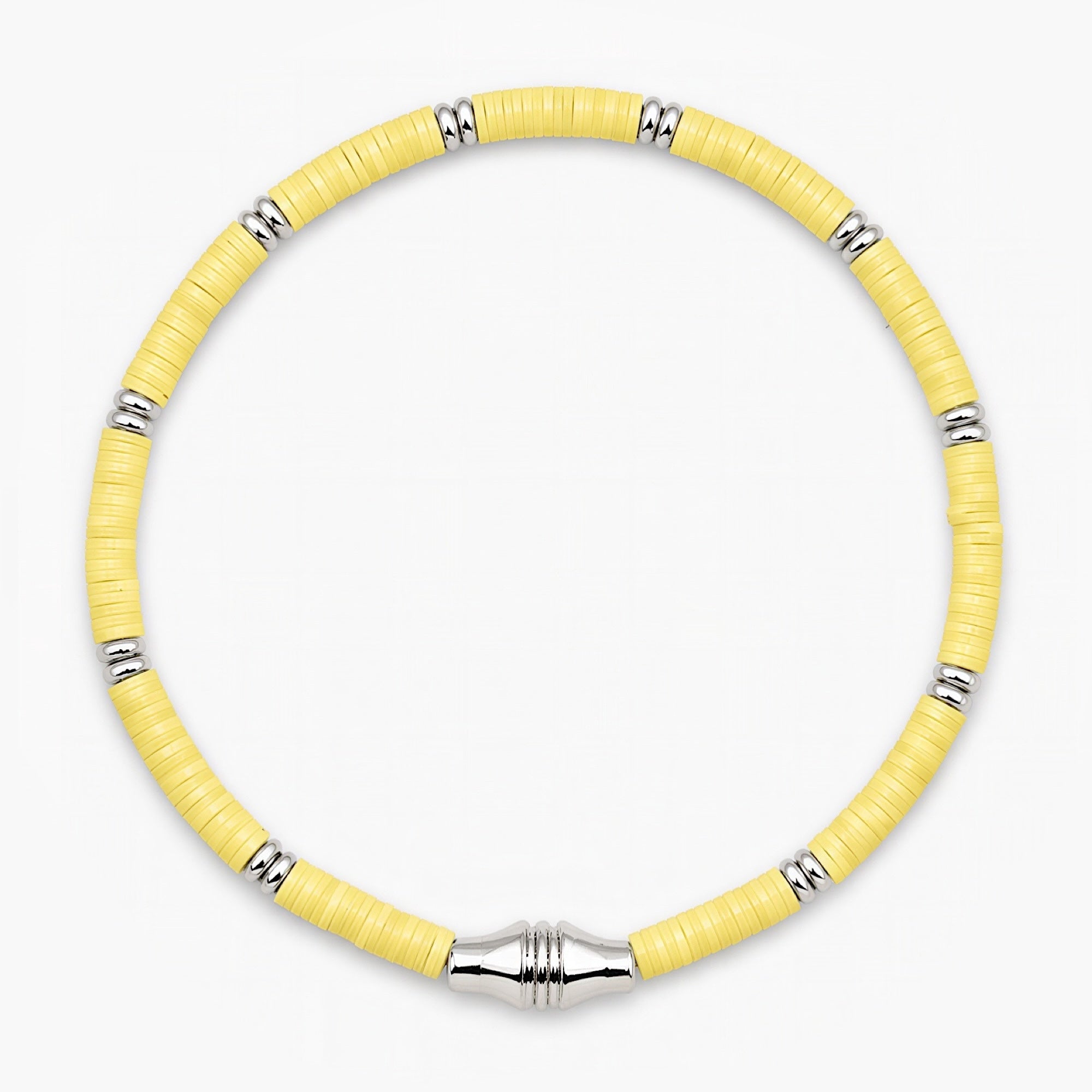 3mm Vinyl Bracelet With Silver Charm (Canary Yellow)-Bracelet-Kompsós
