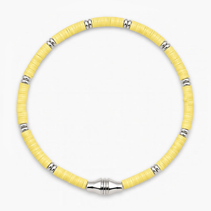3mm Vinyl Bracelet With Silver Charm (Canary Yellow)-Bracelet-Kompsós