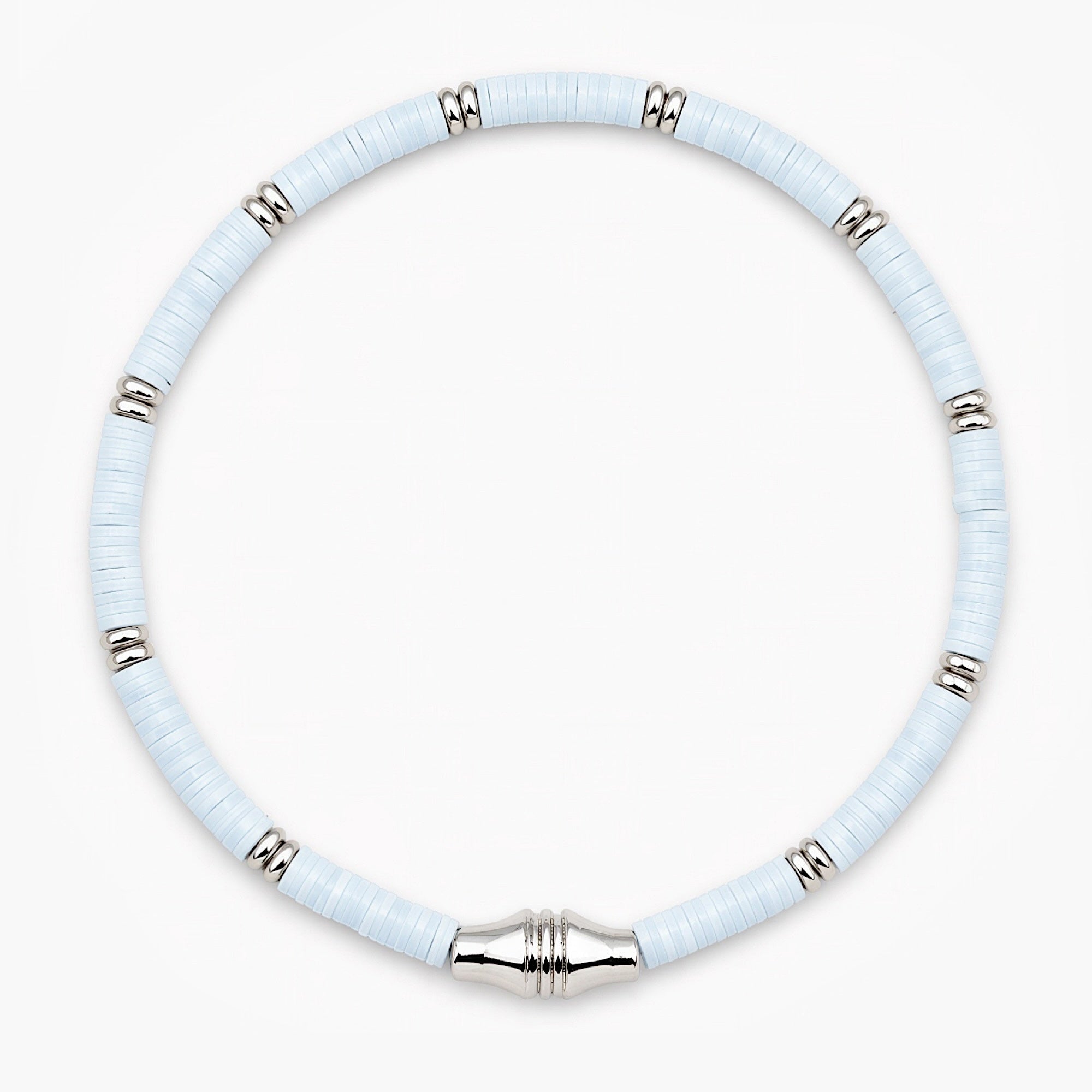 3mm Vinyl Bracelet With Silver Charm (Light Blue)-Bracelet-Kompsós