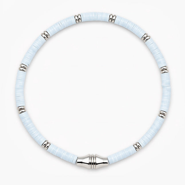 3mm Vinyl Bracelet With Silver Charm (Light Blue)-Bracelet-Kompsós
