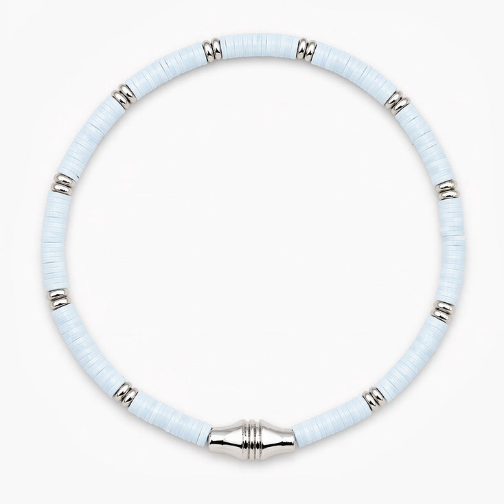 3mm Vinyl Bracelet With Silver Charm (Light Blue)-Bracelet-Kompsós