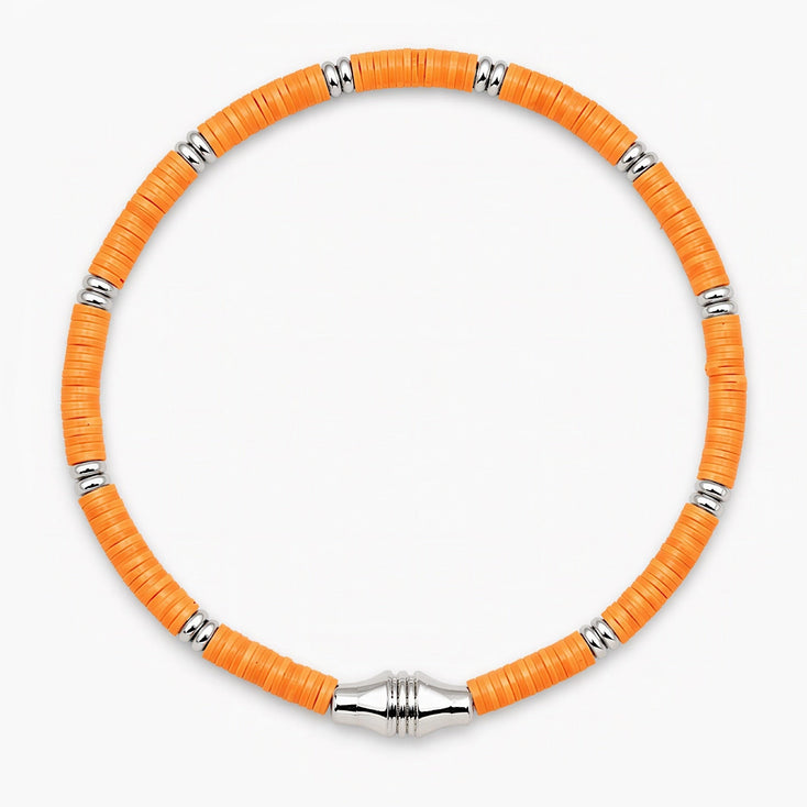 3mm Vinyl Bracelet With Silver Charm (Orange)-Bracelet-Kompsós