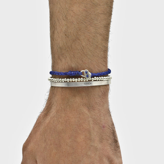 4mm Braided Bracelet With Sterling Silver Clasp (Blue)-Bracelet-Kompsós