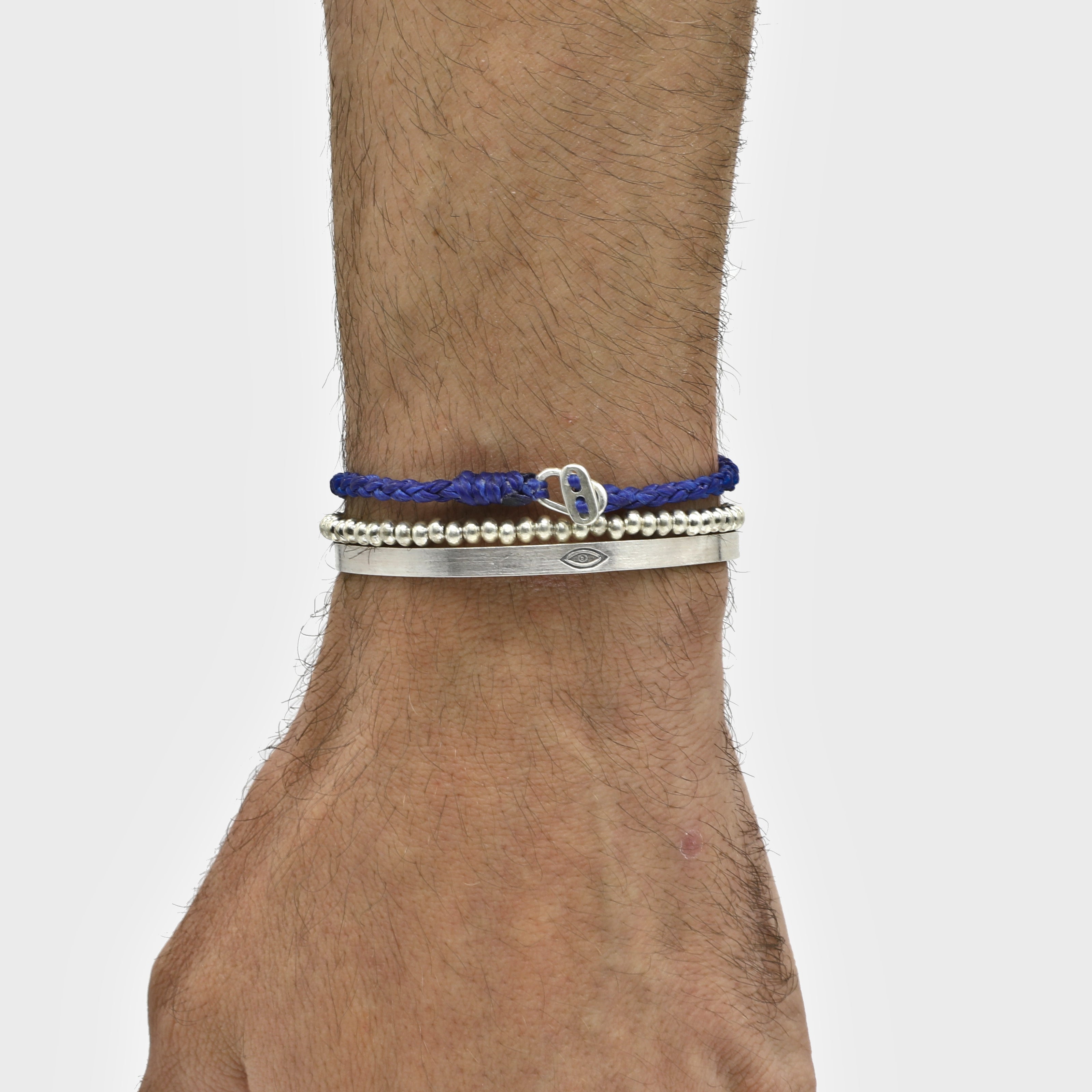 4mm Braided Bracelet With Sterling Silver Clasp (Blue)-Bracelet-Kompsós