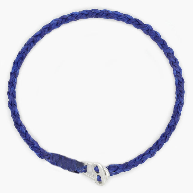 4mm Braided Bracelet With Sterling Silver Clasp (Blue)-Bracelet-Kompsós