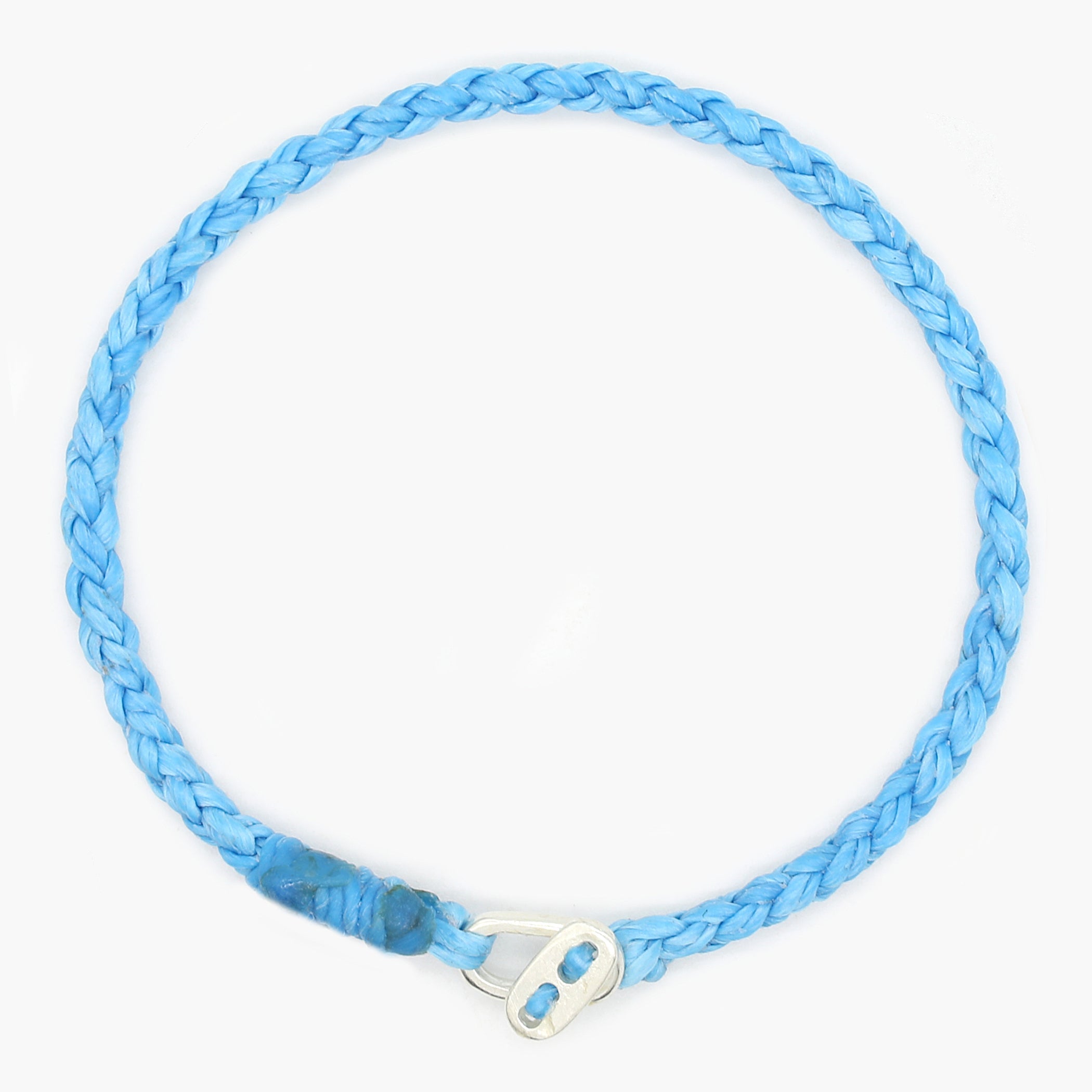 4mm Braided Bracelet With Sterling Silver Clasp (Light Blue)-Bracelet-Kompsós