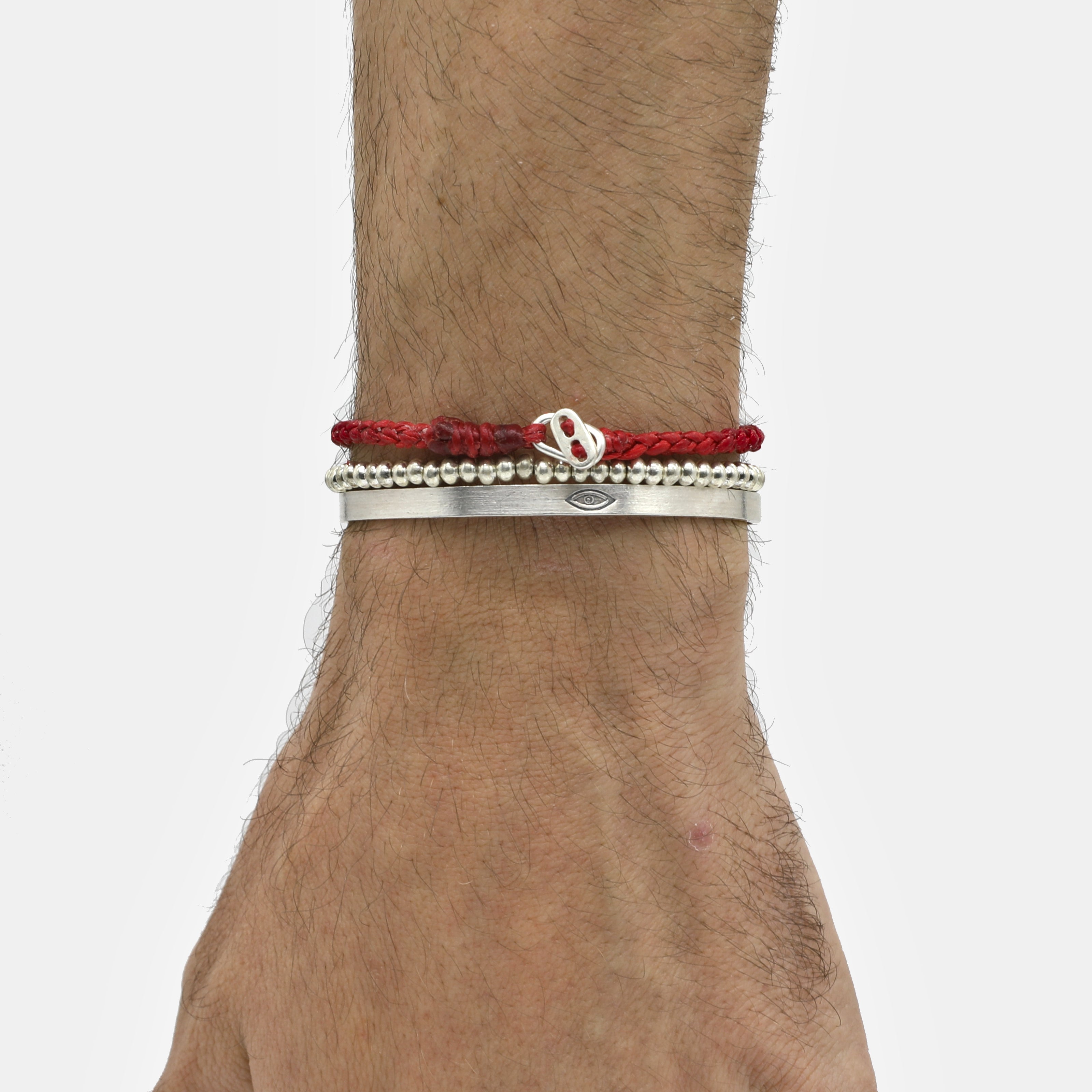 4mm Braided Bracelet With Sterling Silver Clasp (Red)-Bracelet-Kompsós