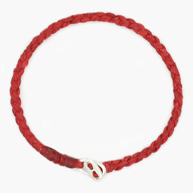 4mm Braided Bracelet With Sterling Silver Clasp (Red)-Bracelet-Kompsós