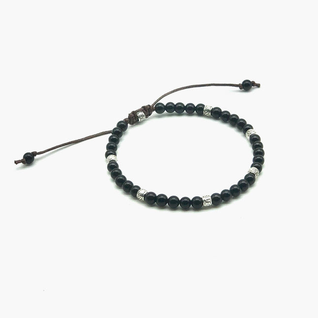 4mm "Macramé" Bracelet (Black Onyx)-Kompsós